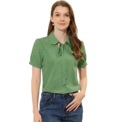 Allegra K Women's Retro Dots Print Bow Tie Peter Pan Collar Chiffon Blouse -Allegra K GUEST 28464bdd 2395 4323 bc3f 898ce19b92d1