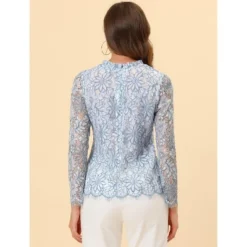 Allegra K Women's Lace Long Sleeve Ruffle Neck Floral Blouse -Allegra K GUEST 28ad6d73 bb9b 437d 90c5 b70a7287464a