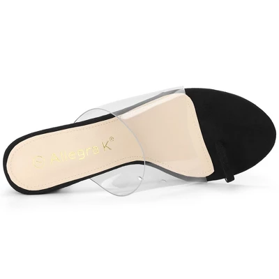 Allegra K Women's Ring Clear Chunky Heels Slide Heel Sandals 4 Allegra K Women's Ring Clear Chunky Heels Slide Heel Sandals - Image 4