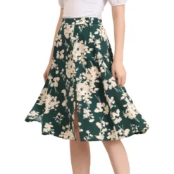 Allegra K Women's High Elastic Waist Belted Slit A-Line Midi Floral Print Skirt -Allegra K GUEST 28e7c973 036b 41a0 9614 f400ba083e3e