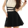 Allegra K Women's Pleated Kawaii A-Line Elastic Waist Mini Braces Suspender Skirt