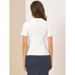 Allegra K Women's Office Short Sleeve Peter Pan Collar Button Down Shirt -Allegra K GUEST 29888d5c e8a3 4dd4 98a9 20cacd9f9b82