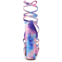 Allegra K Women's Tie Dye Platform Chunky Heel Lace Up Sandals -Allegra K GUEST 2bd517c5 2af5 4d4c 9729 b8a7ba77e8ae