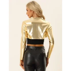 Allegra K Women's Cropped Holographic Party Shimmering Shiny Lightweight Metallic Shrugs -Allegra K GUEST 2c38c82c 0518 4053 9de4 1a180ba54f45