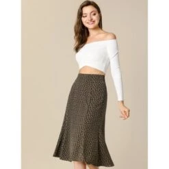 Allegra K Women's Print Peasant Elastic Waist A-Line Midi Skirts -Allegra K GUEST 2c391c7f 1bc8 4f24 9d41 c947c0f428db