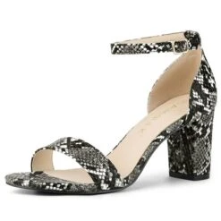 Allegra K Women's Snakeskin Chunky Heels Ankle Strap Sandals -Allegra K GUEST 2cc7f58c de60 41a2 bf9d a76240543cd9