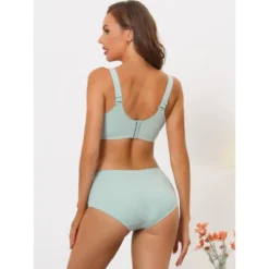 Allegra K Women's Wide Back Smoothing Floral Lace Wirefree Push Up Bra Sets