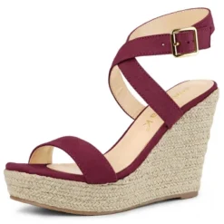 Allegra K Women's Slingback Crisscross Espadrille Wedges Heel Sandals -Allegra K GUEST 2ce307a6 1c14 4614 bc25 e307f2075514