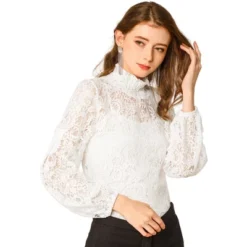 Allegra K Women's See Through Mock Neck Long Sleeve Floral Lace Blouse -Allegra K GUEST 2d93a13b dfdd 4ccb a306 4903073010c0