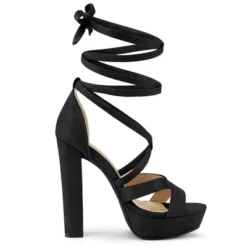 Allegra K Women's Lace Up Platform Chunky High Heels Sandals -Allegra K GUEST 2da3cc22 dba1 4265 9540 391ab1bf6a8c