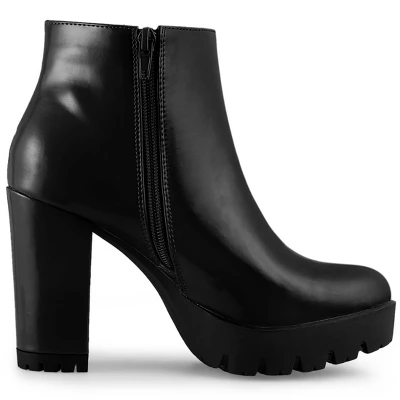 Allegra K Women's Rounded Toe Chunky Heel Platform Ankle Boots 5 Allegra K Women's Rounded Toe Chunky Heel Platform Ankle Boots - Image 5