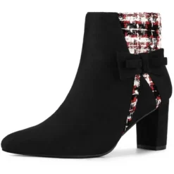 Allegra K Women's Plaid Pointed Toe Block Heels Ankle Boots -Allegra K GUEST 2df9e6e8 5557 42b6 bd28 edcb163960e9