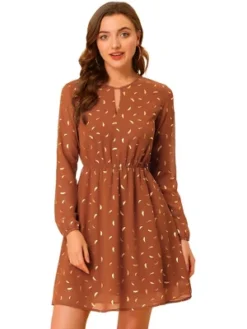 Allegra K Women's Choker V Neck Vintage Flared Gilding Metallic Shiny Star A-Line Dress -Allegra K GUEST 2e00e9f8 581a 424d 91c0 e25ddfef52d2