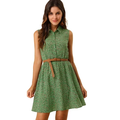 Allegra K Women's Floral Sleeveless Half Placket Above Knee Belted Summer Dress 18 Allegra K Women's Floral Sleeveless Half Placket Above Knee Belted Summer Dress - Image 18