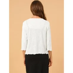 Allegra K Women's Open Front Self Tie Lightweight 3/4 Sleeve Shrug Cardigan -Allegra K GUEST 2edcae04 88d5 4881 a51a 5c37a2c06f36