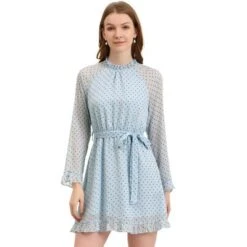 Allegra K Women's Heart Bell Sleeve Elastic Waist Ruffled Chiffon Mini Dress -Allegra K GUEST 2f0336a8 f835 41d7 b6e1 72ecb9f827c2