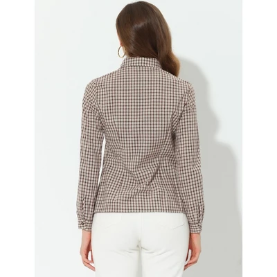 Allegra K Women's Turn Down Collar Plaid Button Up Shirt Long Sleeve Blouse Top 3 Allegra K Women's Turn Down Collar Plaid Button Up Shirt Long Sleeve Blouse Top - Image 3