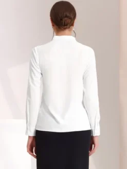 Allegra K Women's Pleated Mock Neck Pearl Decor Elegant Work Blouse -Allegra K GUEST 307aec36 242c 489f 8713 9cbff780a55f