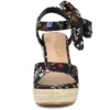 Allegra K Women's Platform Floral Printed Slingback Espadrille Wedge Sandals
