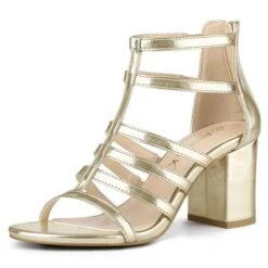 Allegra K Women's Cage Strappy Gladiators Chunky Heels Sandals -Allegra K GUEST 30a0783b 90f6 4db8 b04b 24edf5eed3b9