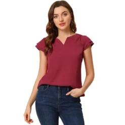 Allegra K Women's Work Business Casual Plain Cap Sleeve Blouse -Allegra K GUEST 30fe76a2 ad7d 4154 81f5 0dc2a79ad717