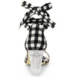 Allegra K Women's Check Lace Up Clear Chunky Heels Sandals -Allegra K GUEST 31d026eb 99e3 4faf 91ac 793346aece48