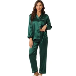 Allegra K Women's Satin Button Down Sleepshirt With Pants Halloween Pajama Set -Allegra K GUEST 34352fc1 30e9 41de a3ae ccbfbf69329c