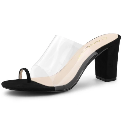 Allegra K Women's Ring Clear Chunky Heels Slide Heel Sandals 6 Allegra K Women's Ring Clear Chunky Heels Slide Heel Sandals - Image 6