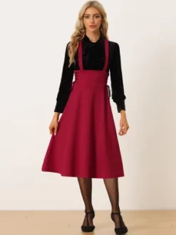 Allegra K Women's Brace High Waisted Lace Up Midi Suspender Skirt -Allegra K GUEST 34d220dd 2e6e 4606 a084 641d9ea53442