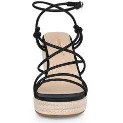 Allegra K Women's Platform Lace Up Wedges Heels Espadrille Wedge Sandals