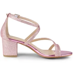 Allegra K Women's Glitter Crisscross Strap Chunky Sandals -Allegra K GUEST 359f0759 50e8 4f54 a53a 7ef246c3ddc5