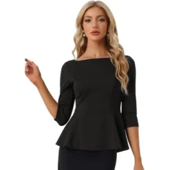 Allegra K Women's Round Neck Pearl Decor 3/4 Sleeves Elegant Blouses -Allegra K GUEST 35bc3778 0314 42dc 80bb 70552710b78c