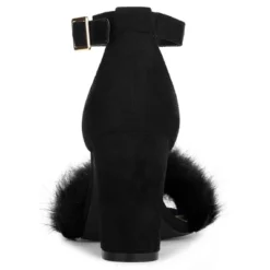 Allegra K Women's Faux Fur Ankle Strap Block Heels Sandals -Allegra K GUEST 3624e6f4 bfbf 4c1a 9626 1f2f6f0455ae