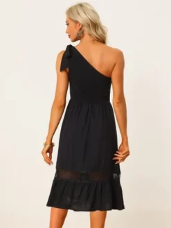 Allegra K Womens' One Shoulder Sleeveless Smocked Summer Dress -Allegra K GUEST 36533a20 6a03 4165 89c2 904481876248