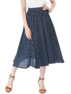 Allegra K Women's Date Dinner Floral A-Line Elastic Waist Flare Swing Midi Skirt -Allegra K GUEST 373eb4df 931e 4c15 8d81 f40bfc87a773