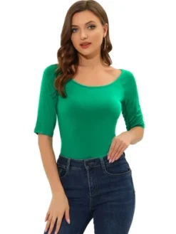 Allegra K Women's Half Sleeves Scoop Neck Fitted Layering Soft T-Shirt -Allegra K GUEST 3754dd0a 69f5 4617 86f0 99cab2c003aa