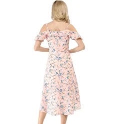 Allegra K Women's Spaghatti Straps Ruffled Sleeves Asymmetrical High Low Floral A-Line Midi Dress -Allegra K GUEST 377d936a 042d 46f7 8b80 fd9631ac093b