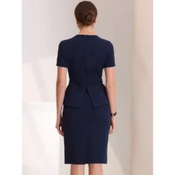 Allegra K Women's Crew Neck Short Sleeve Business Elegant Office Peplum Sheath Dresses -Allegra K GUEST 37c2898c b293 4a09 84fb 8276d30d0819
