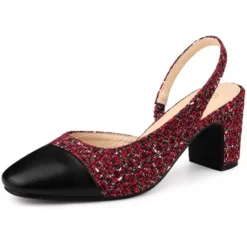 Allegra K Women's Plaid Cap Toe Slingback Chunky Heel Pumps -Allegra K GUEST 389e936c a513 4259 9d30 59c9069ee865