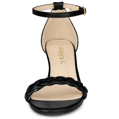 Allegra K Women's Chunky Heels Ankle Strap Braided Heel Sandals 1 Allegra K Women's Chunky Heels Ankle Strap Braided Heel Sandals