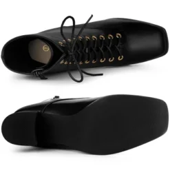 Allegra K Women's Lace Up Chunky Heels Ankle Combat Boots -Allegra K GUEST 3ace0afd a200 4f4f a4ab 7dd1aca9b89e