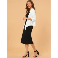 Allegra K Women's Open Front Self Tie Lightweight 3/4 Sleeve Shrug Cardigan -Allegra K GUEST 3b2fa4fd 8474 4665 90dc c2e84690ff95