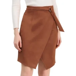 Allegra K Women's A-Line Knee Length Front Slit Wrap Faux Suede Skirt -Allegra K GUEST 3b66f996 96bd 4130 9e9f 45094e6ffbd5