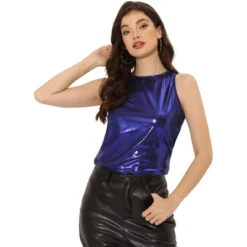 Allegra K Women's Party Shiny Sleeveless Club Metallic Tank Top -Allegra K GUEST 3b68912f 46be 4fa5 bca2 2c8f55ef01e6