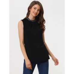 Allegra K Women's Sequin Neck Sleeveless Casual Pleated Front Blouse Top -Allegra K GUEST 3b9db2ec 62fc 47fa a5eb d7d29f576077