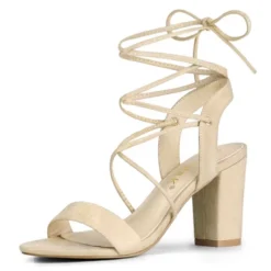 Allegra K Women's Lace Up Block High Heels Sandals -Allegra K GUEST 3c471a49 578d 4d17 be8c d753f52396af