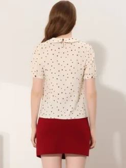Allegra K Women's Heart Sweet Peter Pan Collar Puff Short Sleeve Blouses -Allegra K GUEST 3ca9a58a a5ab 4bc5 b4b4 bae0300723e3