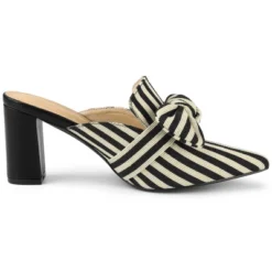 Allegra K Women's Stripe Bow Pointed Toe Block Heel Mules -Allegra K GUEST 3ccdecf1 c49c 4048 aa38 4b6945922959