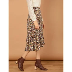 Allegra K Women's Summer Floral Elastic Waist High Low Ruffle Hem Midi Skirts -Allegra K GUEST 3d15a585 024f 48b6 aff4 47a5ab2dedf0