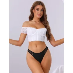 Allegra K Women's Waist Lace Low-Waisted T-Back Striped Thongs -Allegra K GUEST 3d716bb8 7264 4fa0 bd0b 30f835a059a3